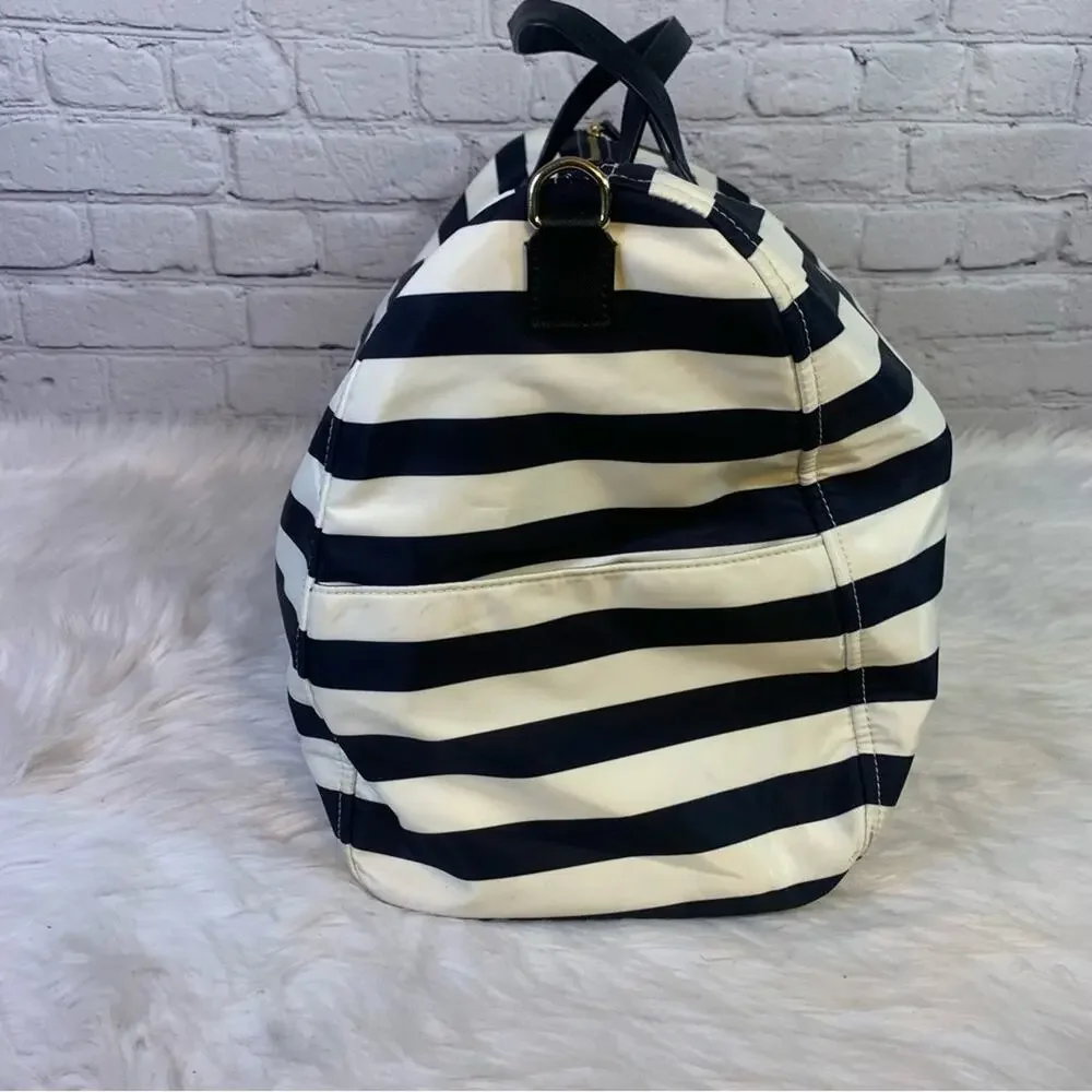 Kate Spade Navy and White Striped Overnight Duffle Bag B9